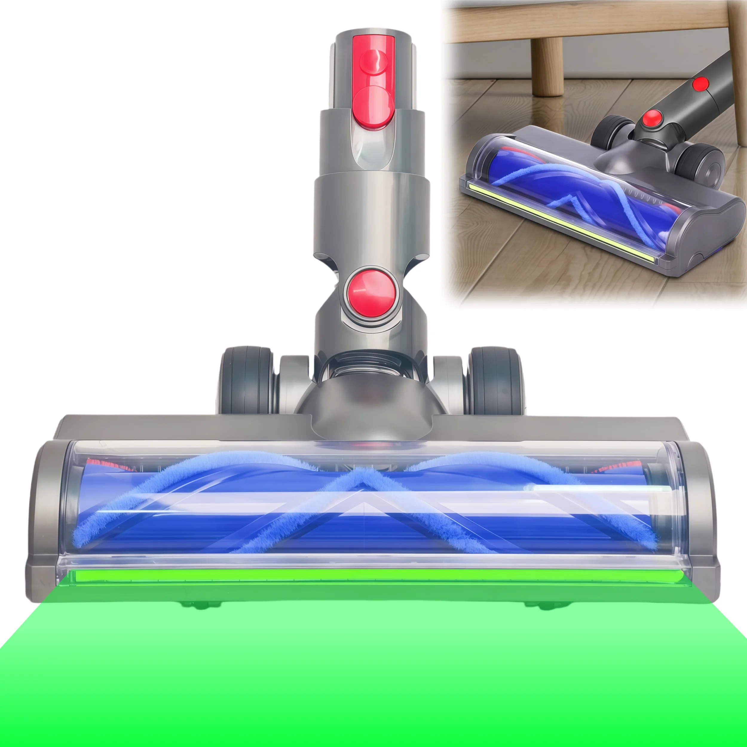 SV18 SV30 For Dyson V12 Detect Slim Vacuum Attachment Brush Head Replacement Part Head Quick Release Hard Floor LED Green Light