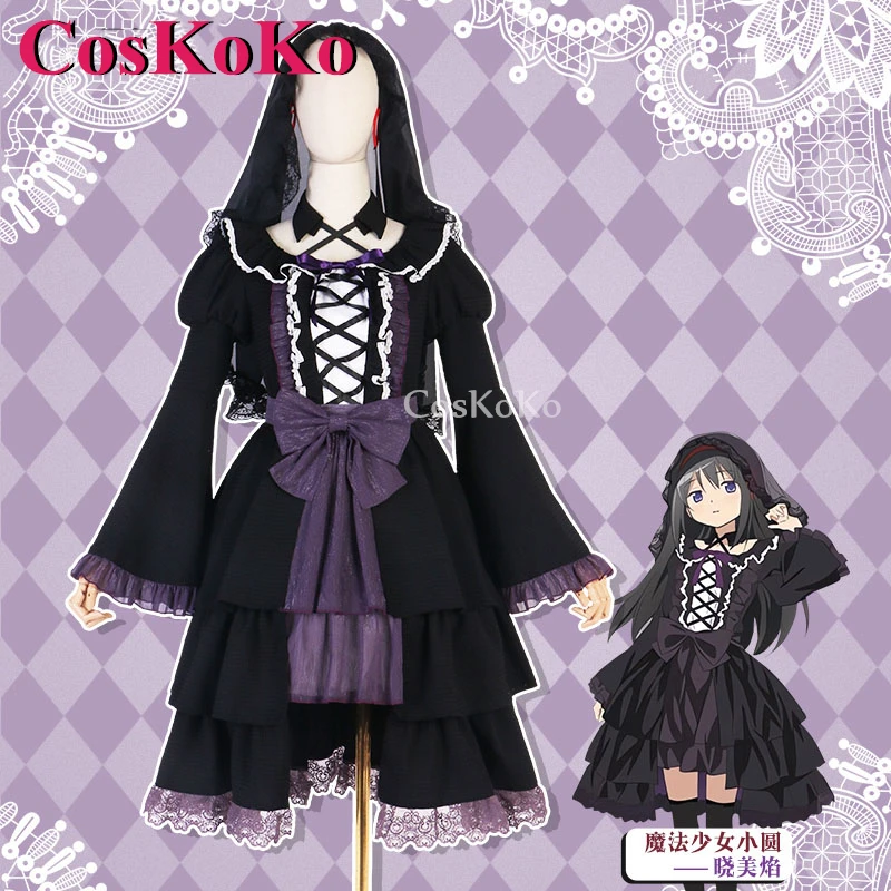 CosKoKo Akemi Homura Cosplay Anime Puella Magi Madoka Magica Costume Sweet Lovely Dress Halloween Party Role Play Clothing XS-XL