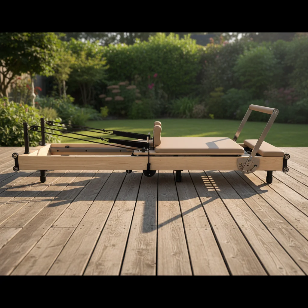 Lightweight & Durable Foldable Oak Pilates Reformer with Complete Gear