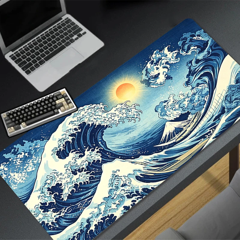 Giant Wave Mouse Pad XXL Gaming Accessories Office Computer Table mat Game Keyboard Pad Large carpet Non-slip Blue Wave Mousepad