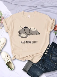 Need More Sleep Cartoons Bear Women T-Shirt Street All-math Tops Fashion Hip Hop Casual Clothing Personality Female Short Sleeve