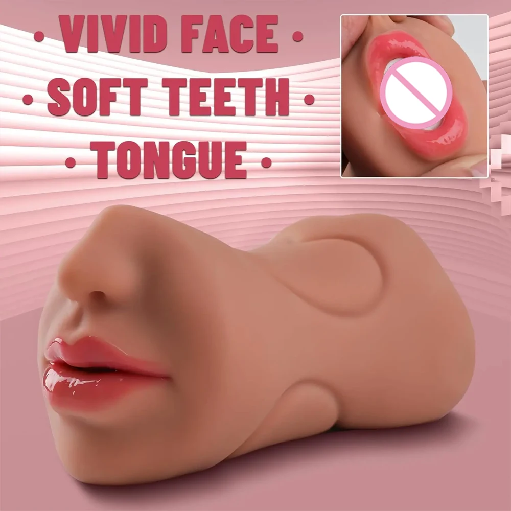 3in1 Band teeth mouth vagina anal plug male masturbator cup deep throat silicone dildo moves masturbation pleasure toys for men