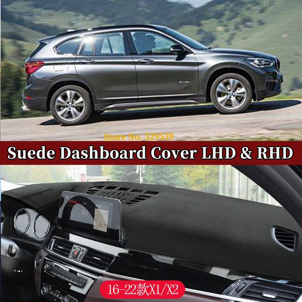 Car Suede Dashmat Automobile Dashboard Cover Dash Mat Anti-UV Accessories for BMW X1 F48 2016 2017 2018 2019 2020 2021 2022