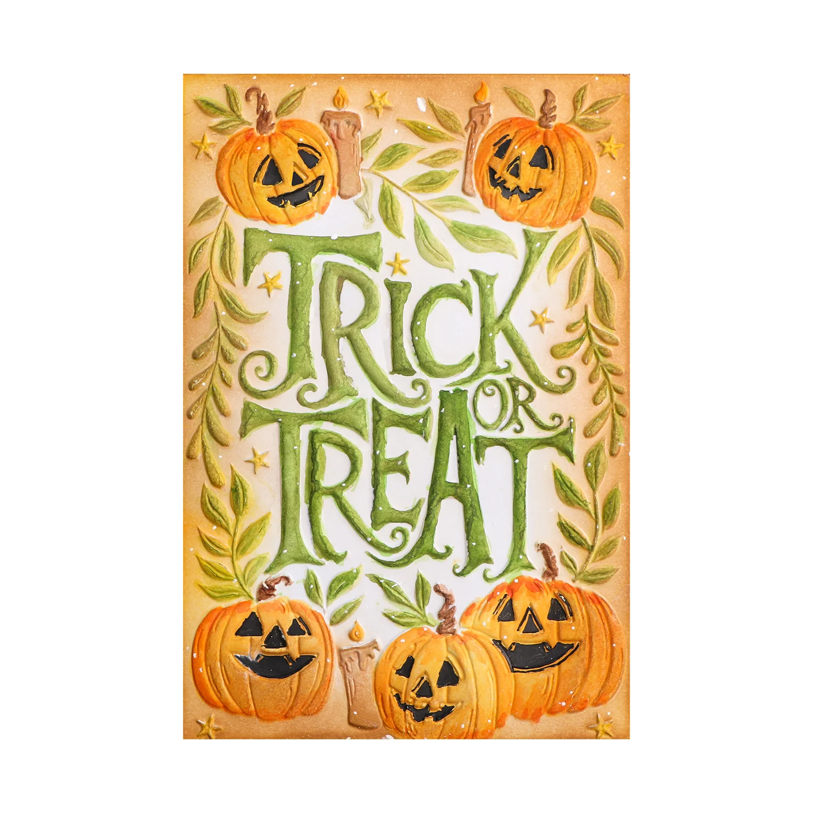 Halloween Trick Treat 3D Prägung Ordner Textur Muster Hintergrund DIY Scrapbook Dekorative Karton Handwerk Projekt Herstellung