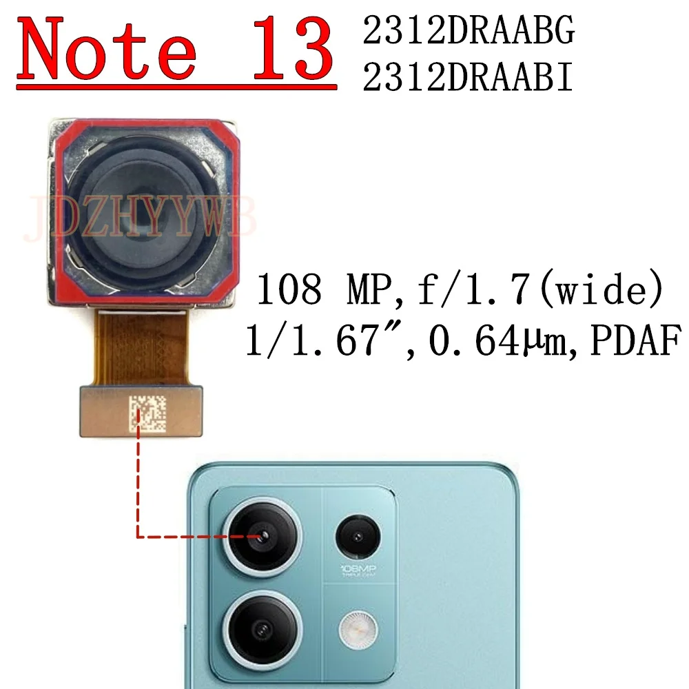 Front Rear Camera For Xiaomi Redmi Note 13 Note13 5G Backside Frontal Selfie Main Wide Back Facing Camera Module Flex Cable