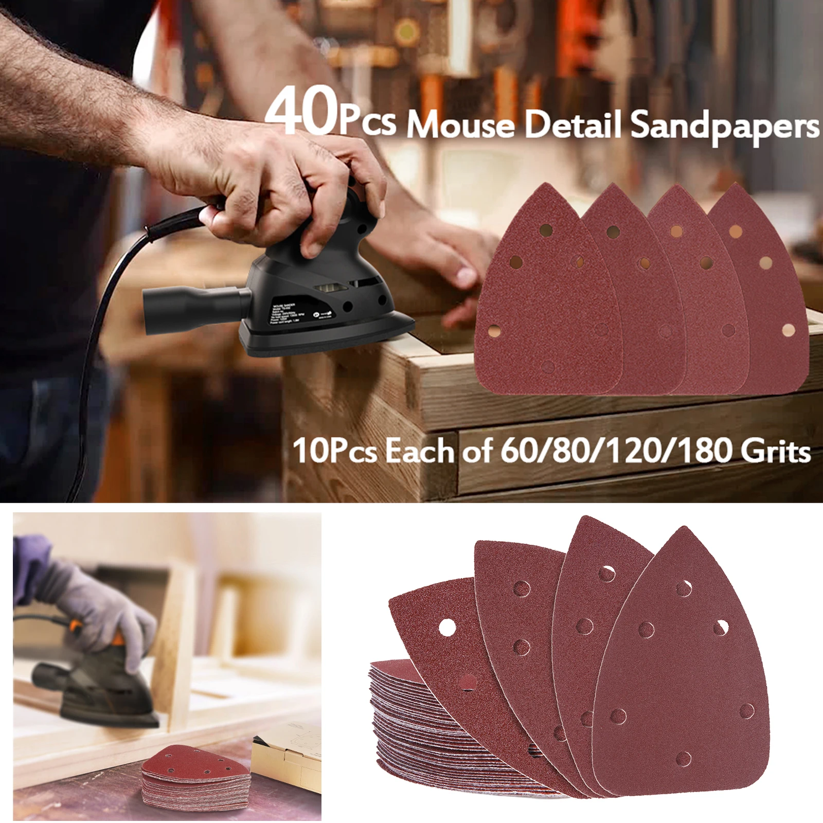 Detail Sanding Paper Kit Mouse Sandpaper 140*100mm 6Holes sander sandpaper