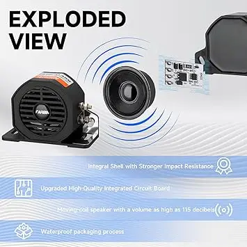 

Truck Back up Alarm 110dB 12V-48V DC Car Reverse Alarm Horn Heavy-Duty Backup Warning Reversing Warning Alarms Waterproof Back U