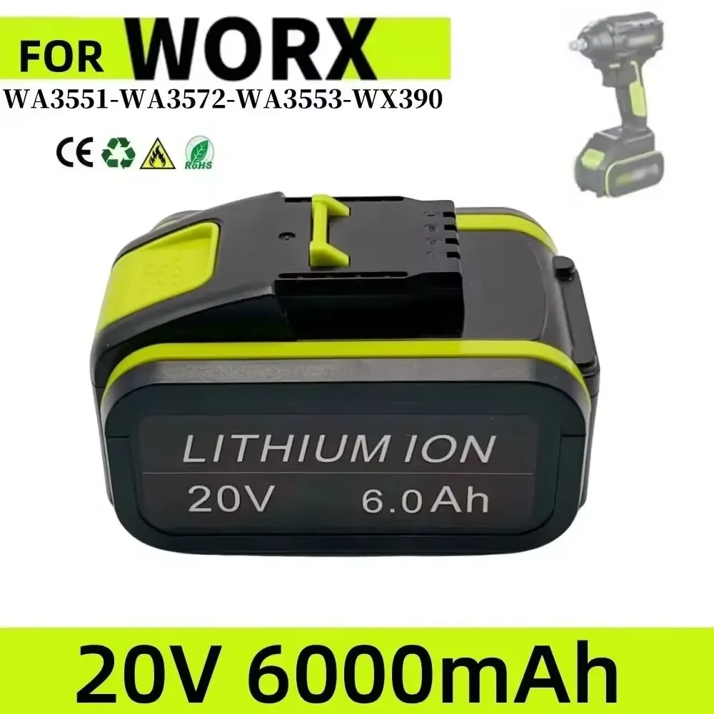 

WA3551 WA3551.1 WA3553 WA3641 WX373 WX390 For WORX high-capacity Lithium-ion Battery 20V 6.0Ah Rechargeable Battery Tool