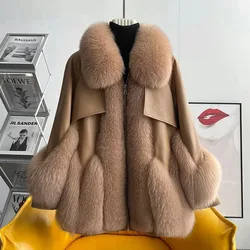 New Women's Imitation Fox Fur Coat Autumn Winter Cold Warm Imitation Fur Jacket Female Fluffy Thick Snow Parka Outerwear Khaki