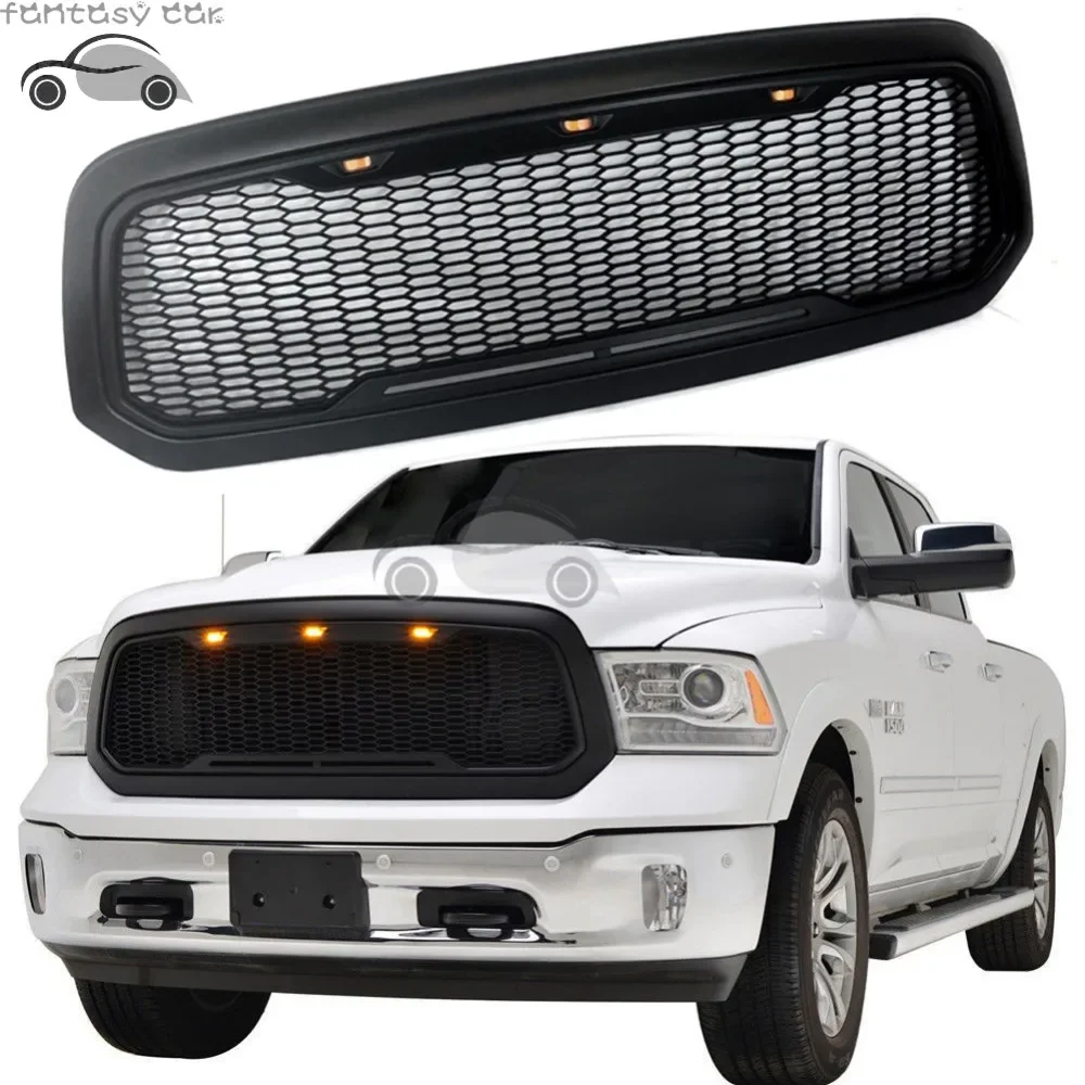 Car Raptor Style Replacement Front Mesh Grille with LED Light fit for Dodge Ram 1500 2013-2018 2013 2014 2015 2016 2017 2018