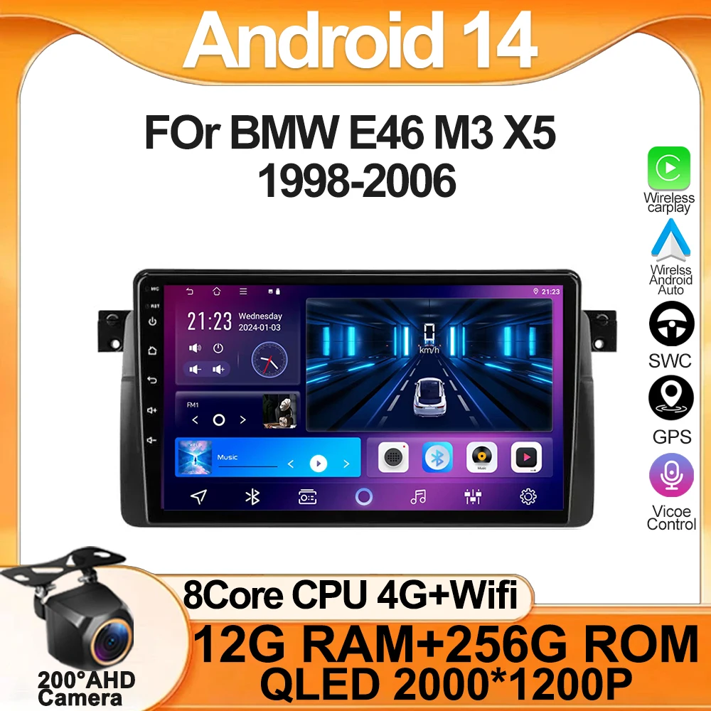 

Android 14 Radio For BMW E46 M3 X5 1998-2006 Car Multimedia Video Player GPS Navigation Touch Screen Intelligent Car Systems