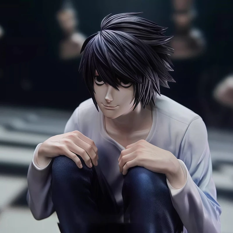 

Hot New16cm Death Note L Crouching Gk Figure Full Painted Anime Collectible Statue Desktop Ornament Birthday Gift For Anime Fans