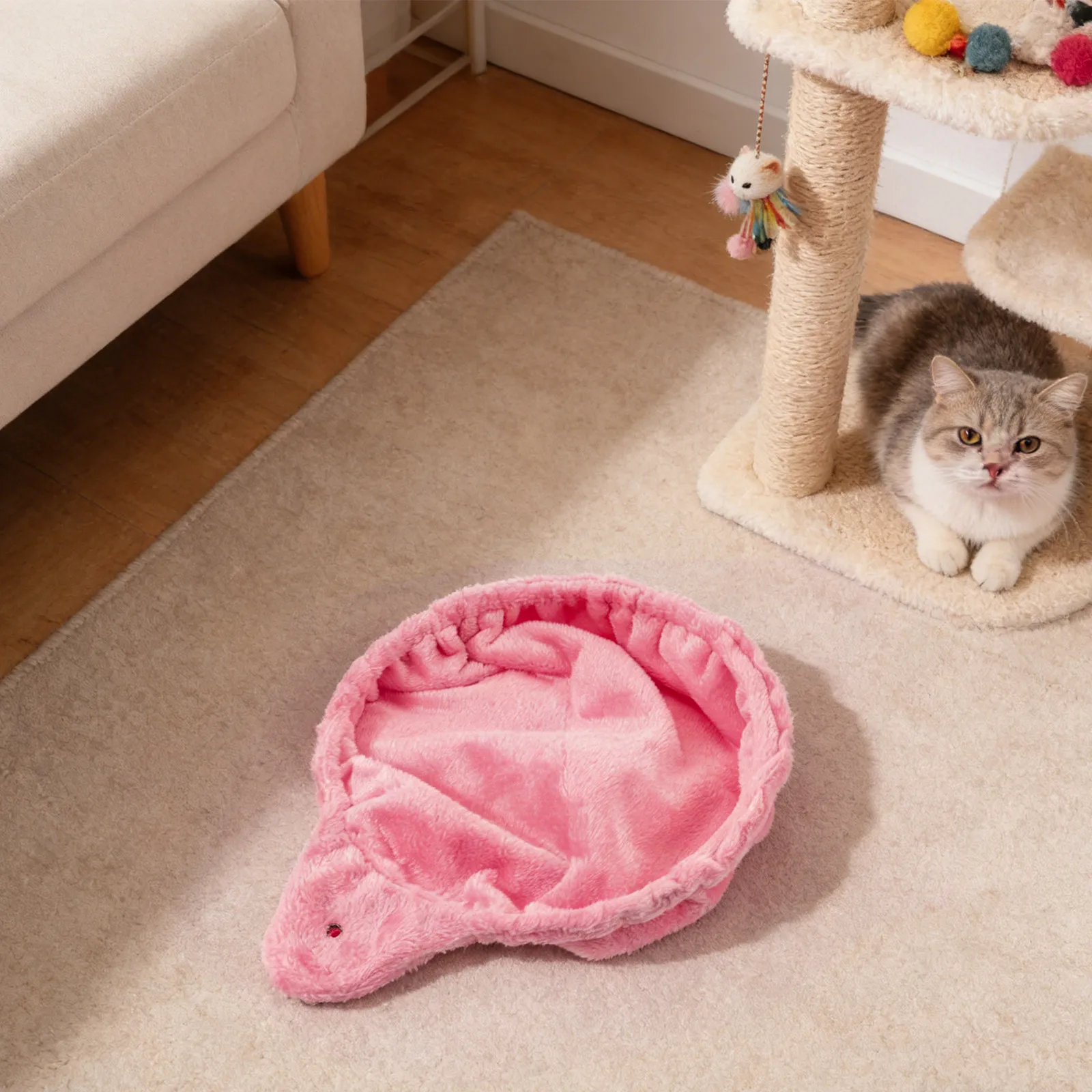 Cat Tree Basket Replacement Round Spoon Design Hanging Hammock Bed for Cats Kittens Elevated Warm Napping Spot Secure Resting