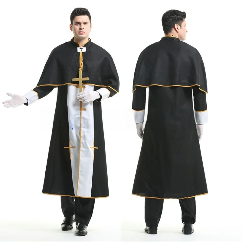 Langes Halloween-Cosplay-Priesteranzug für Erwachsene, Maria-Missionar-Kostüm für Partys und Bühnenauftritte, traditionelles chinesisches Ethn...