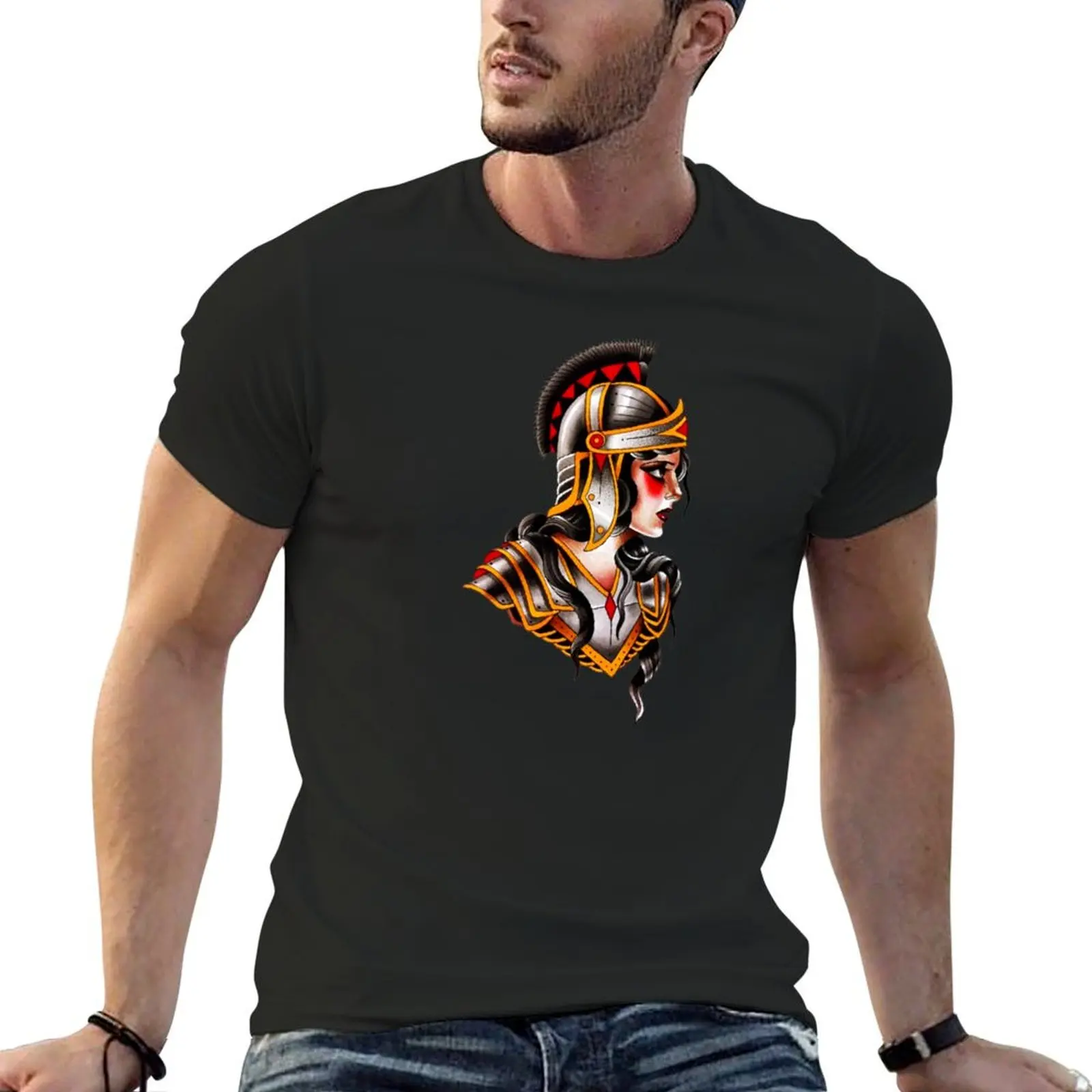 

Traditional Beautiful Knight Tattoo T-Shirt tshirts personalised graphic t shirt vintage Aesthetic clothing outfits for men