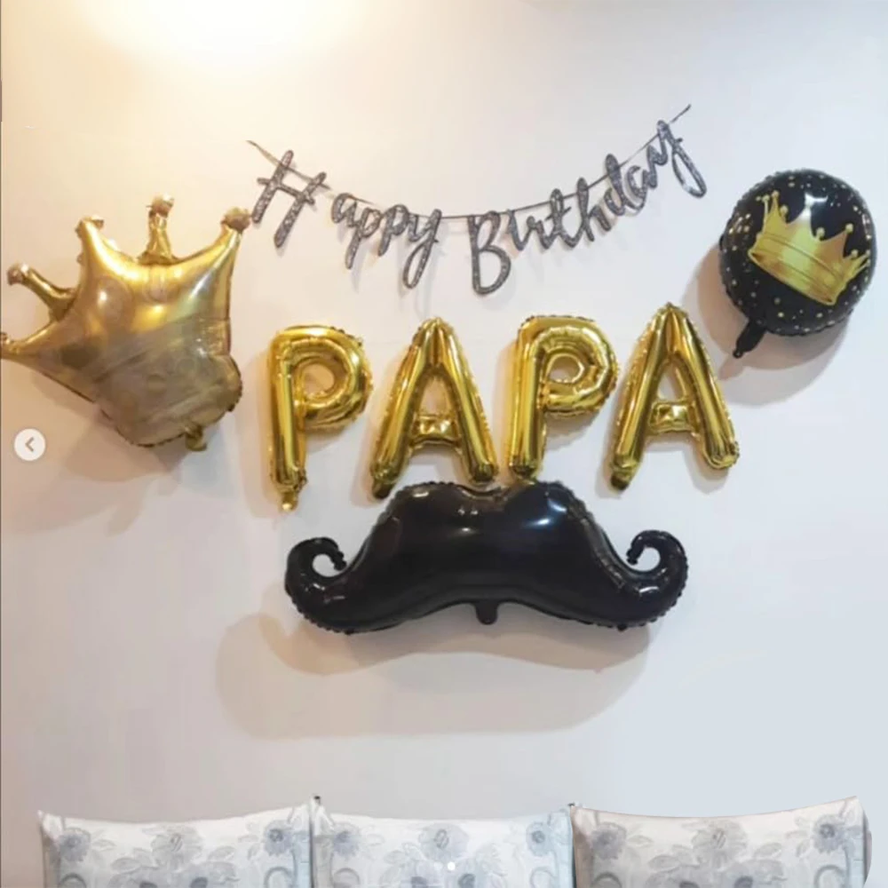 13-teiliges goldenes PAPA-Ballon-Set zum Vatertag, Erntedankfest, Familienparty, Dekorationszubehör zum Geburtstag des Vaters