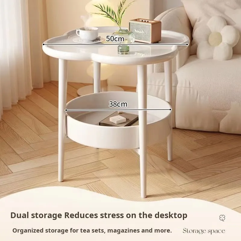 Small round table living room mobile storage rack side cabinet small coffee table table