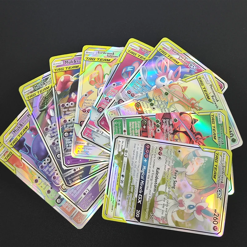 100PCS/Box DIY PTCG English Celebi Torkoal Meowth Wobbuffet Sableye Gengar Mimikyu Mewtwo Mew Sylveon Hobby Collection Card Toy - Image 5