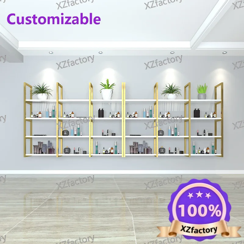 

Factory Direct 2026 Top RatedNordic gold bookshelf, multi-layer storage rack on the living room wall, nail salon wall hanging, c