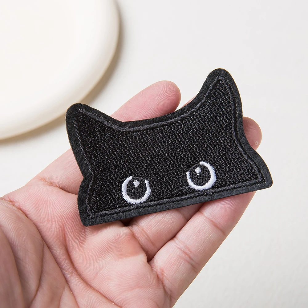 2Pcs Black Cat Embroidery Armband Patch Backpack Tactical Stickers Repair