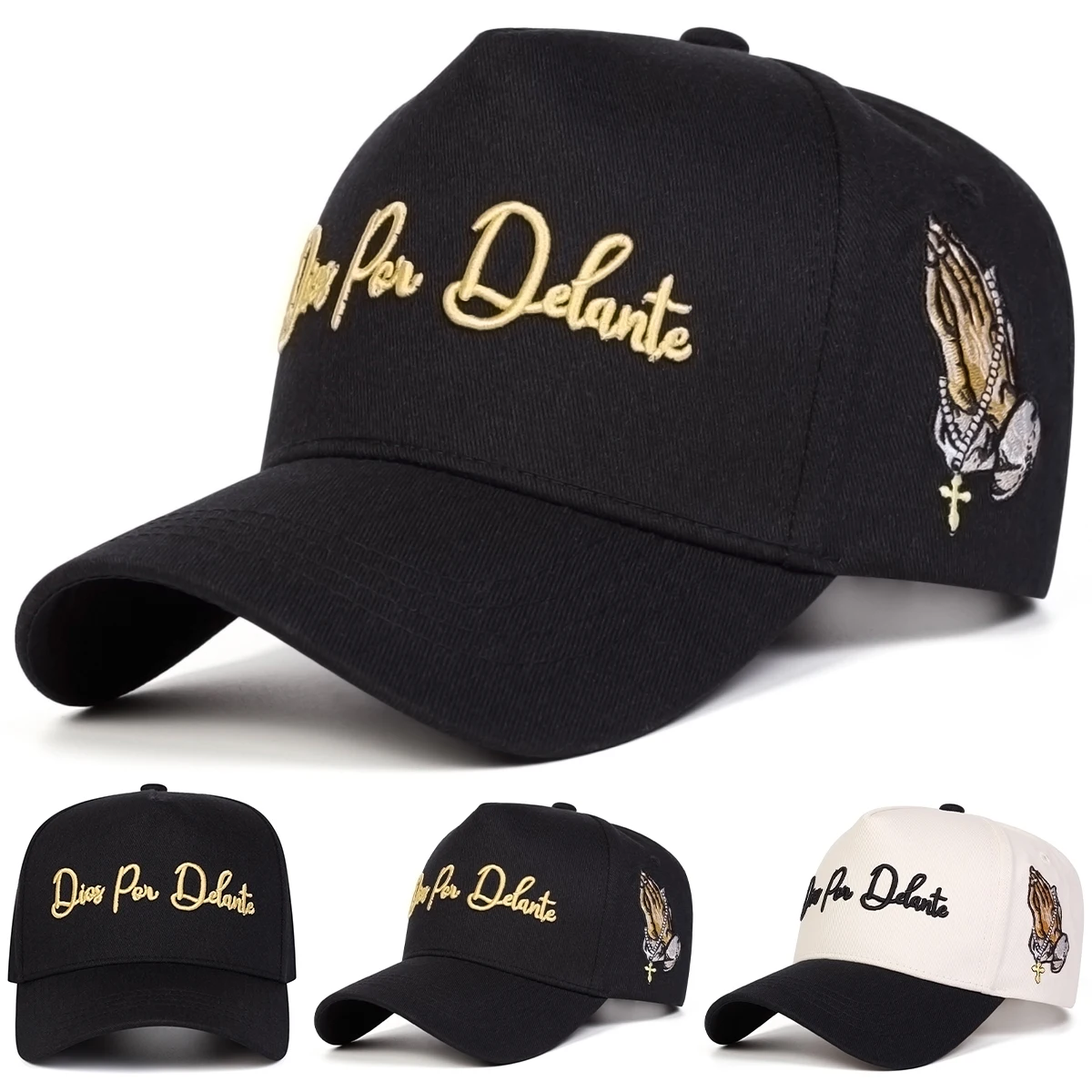 Unisex DIOS POR DELANTE Baseballkappen mit Buchstabenstickerei, Frühling und Herbst, für den Außenbereich, verstellbare Freizeithüte, Sonnenschutzhut, Sportkappe – Detail 1