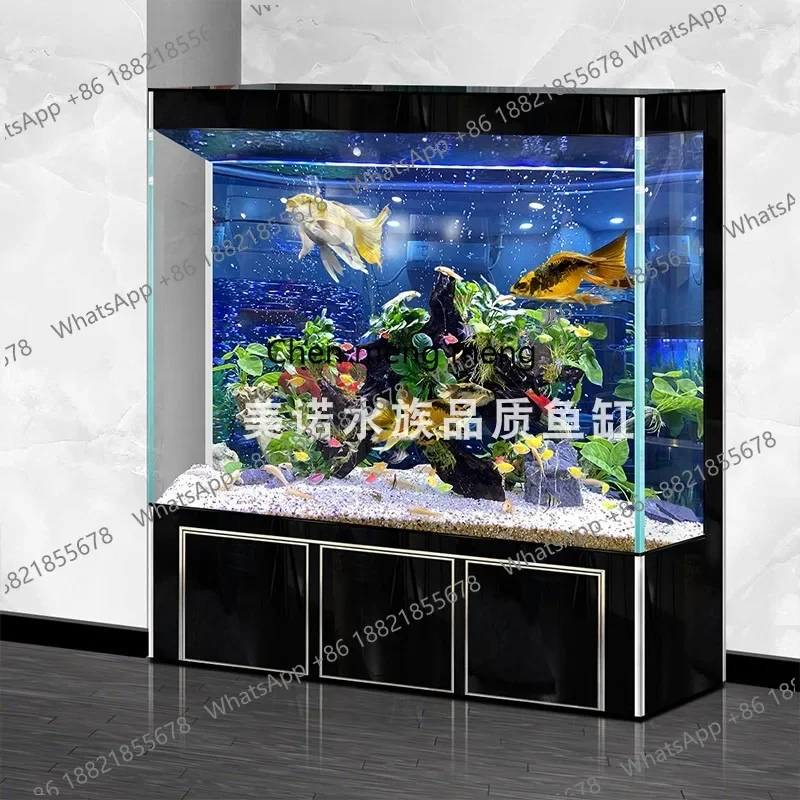 

E182 Household water-free fish tank living room, new ultra-white glass large goldfish tank aquarium bottom filter