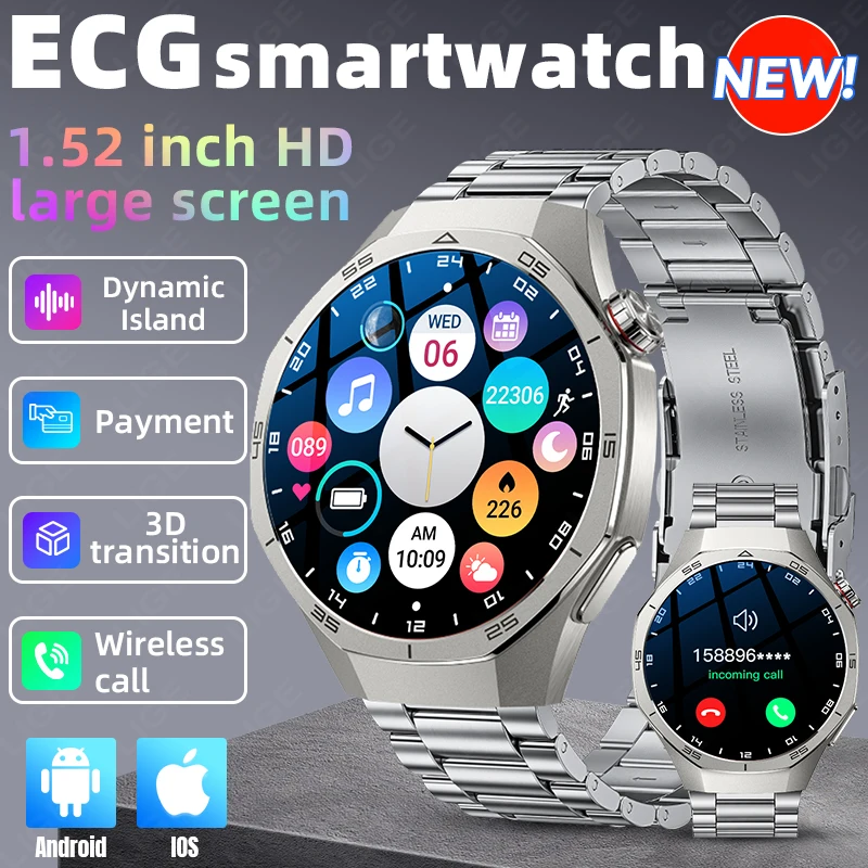 

GT Смарт-часы Мужские Bluetooth-вызовы Водонепроницаемые часы Мониторинг сердечного ритма и кислорода в крови Спортивные умные часы для фитнеса для Android iOS