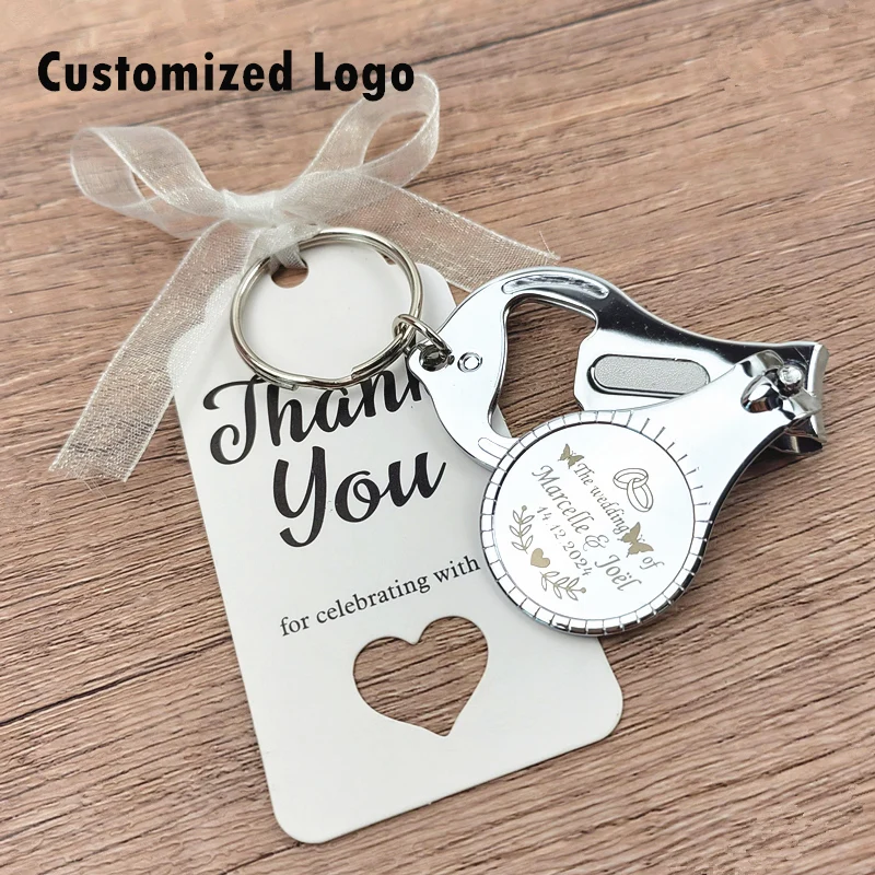 

50-100Pcs Personalized Bottle Opener Keychains Wedding Thank You Gifts for Guest Aluminum Beer Opener Party Souvenirs Custom