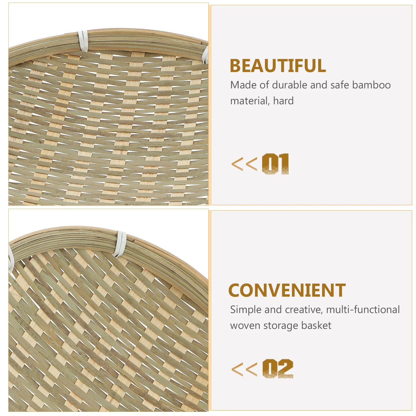 

Bamboo Woven Products Basket Tray Fruits Cute Round Outdoor Wicker Bread Serving Storage
