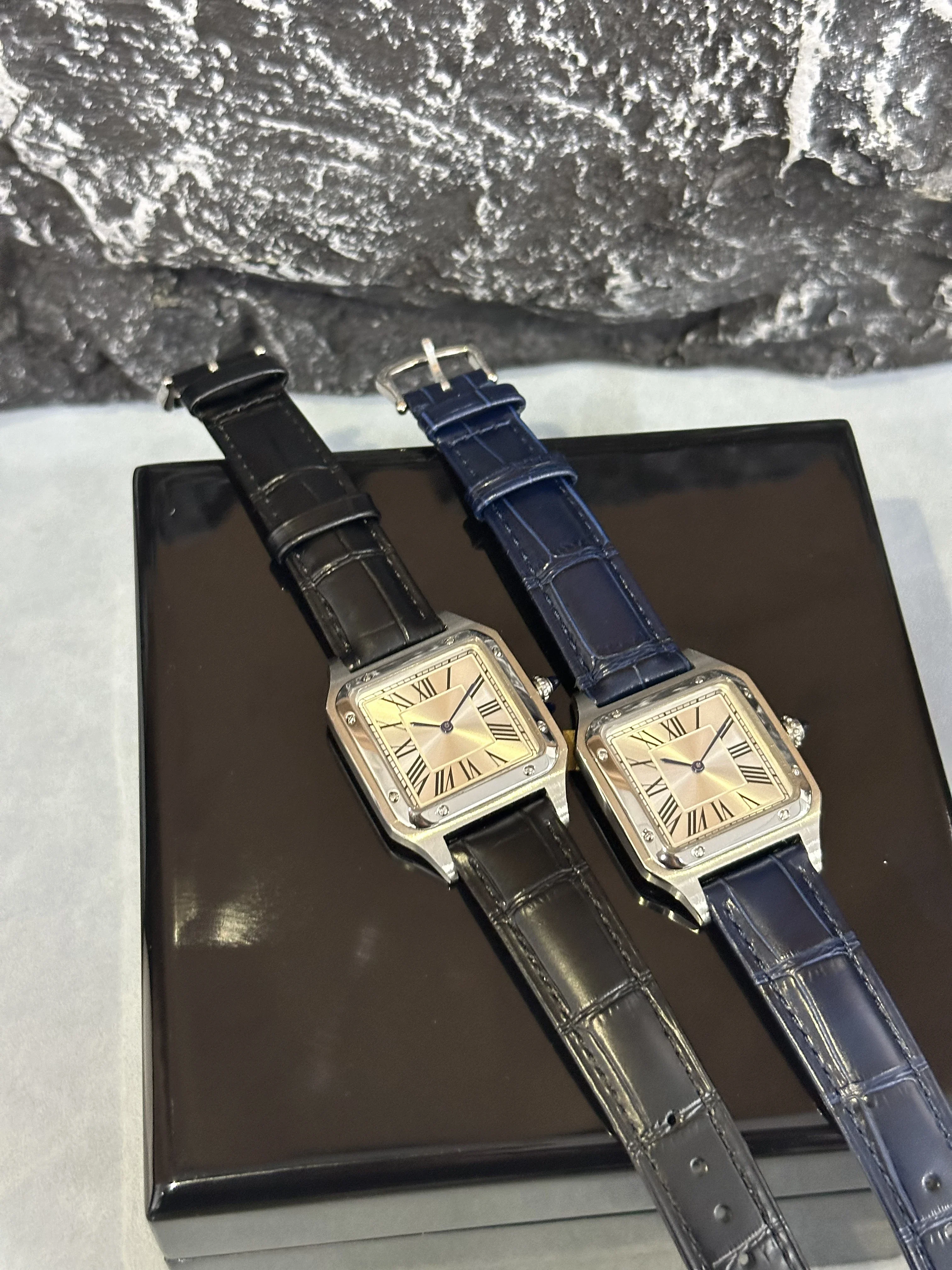 New Luxury Men's Quartz Watch Square Roman Numeral Dial Trendy Casual Business Watch Leather Strap Japanese Movement Stainless