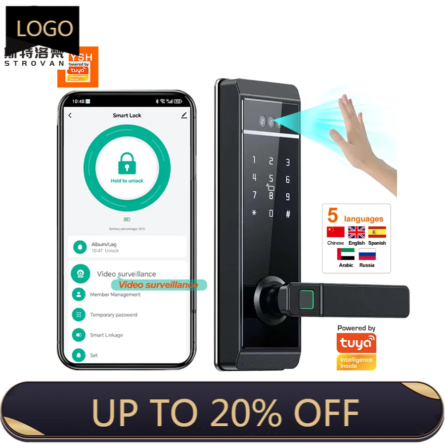 

STLF 3d Face Recognition Cerradura Inteligente Digital Lock Wifi App Password Fingerprint Keyless Ai Smart Locks