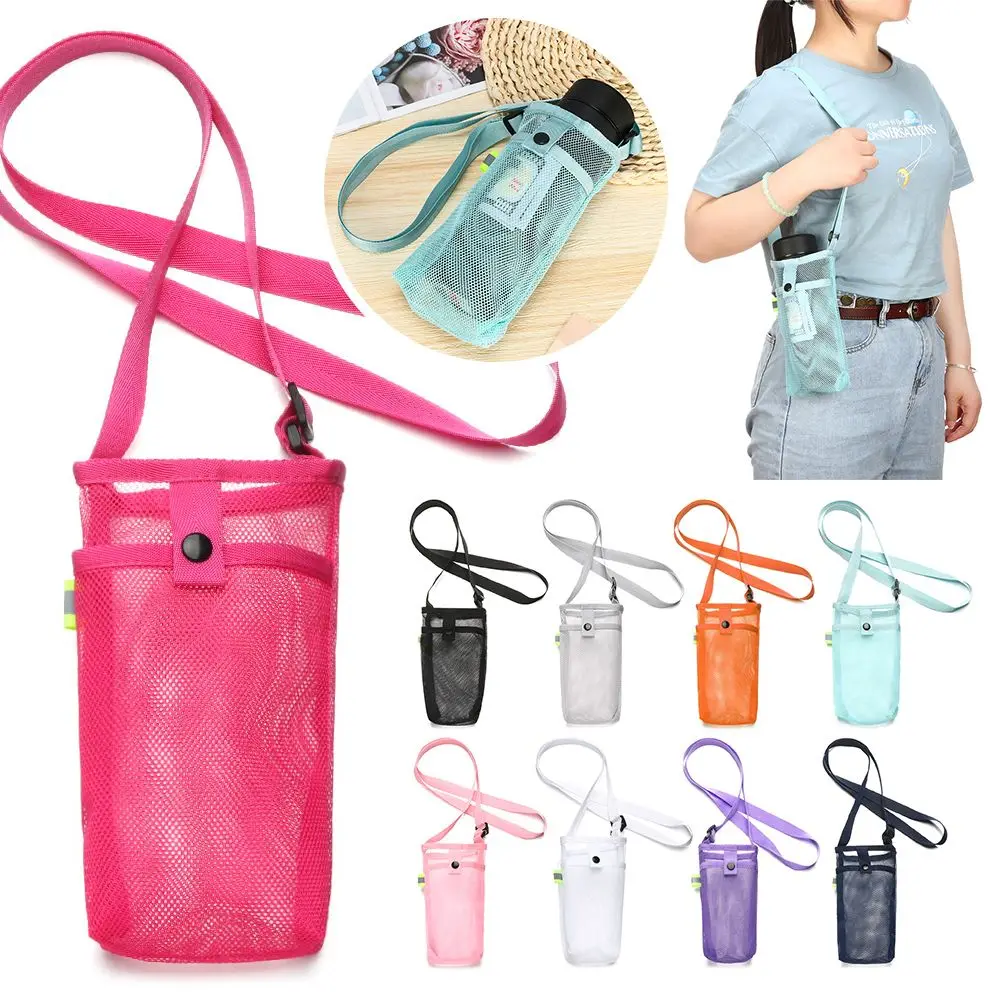 Useful Portable Visible Bag Sport Water Bottle Cover Mesh Cup Pouch Cup Sleeve Mobile Phone Bag view 2