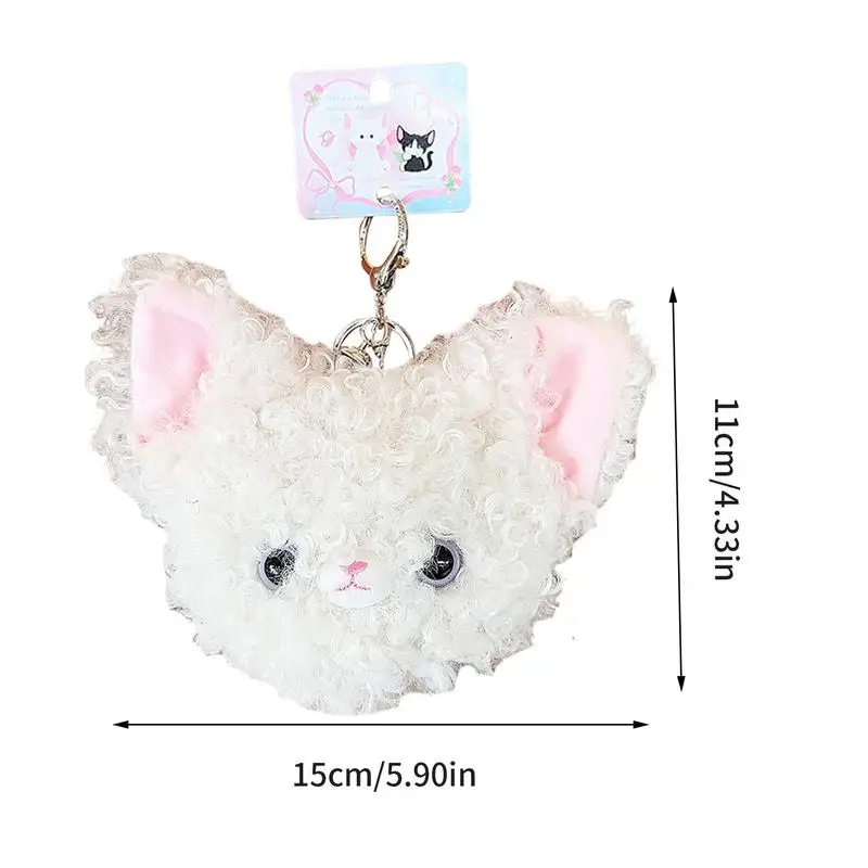 Peluche borsa fascino cartone animato peluche gatto carino borsa fascino portachiavi accessori decorativi decorazione appeso custodia per auricolari per bambini