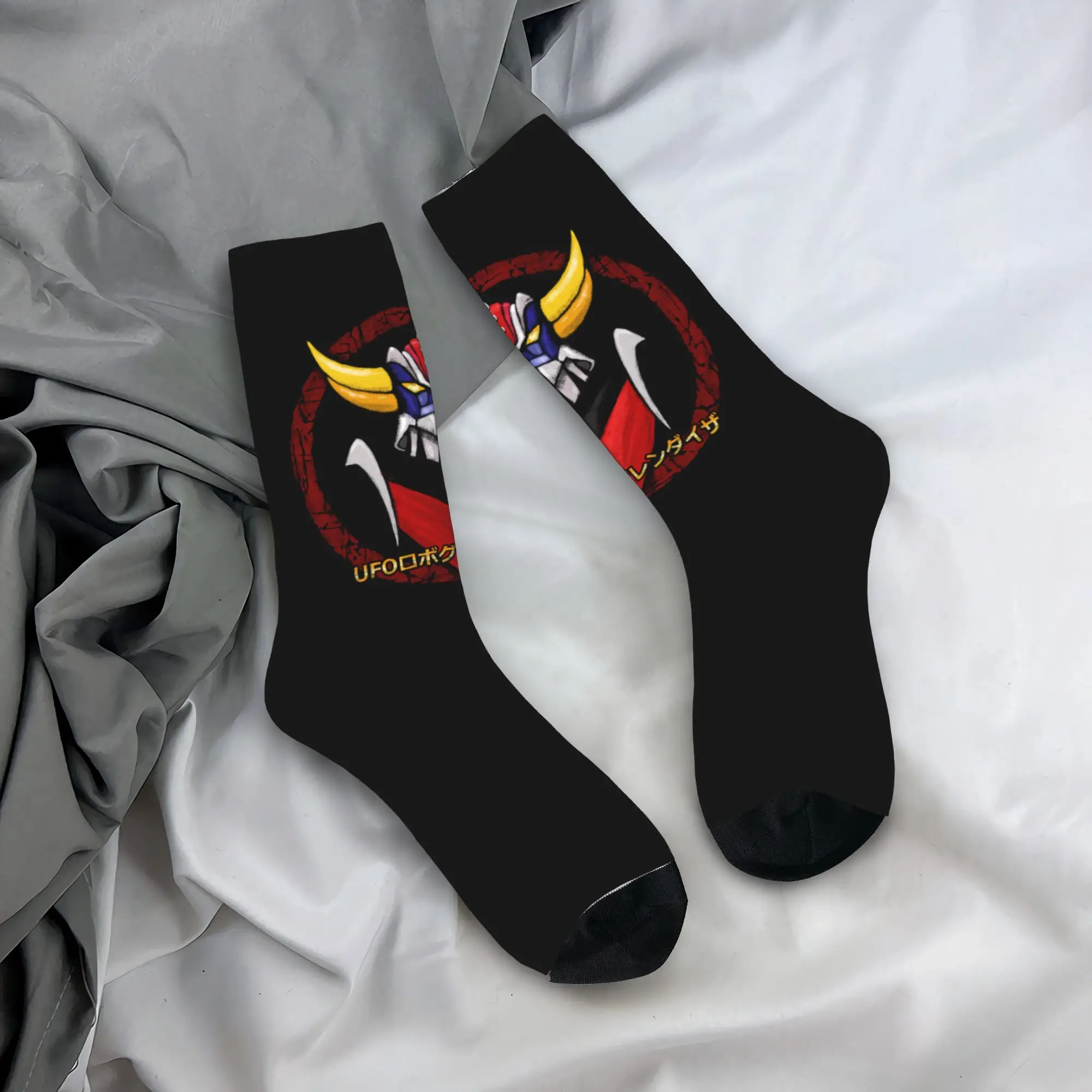 

Custom Cool Print Grendizer Ufo Robot Socks for Men Women Stretchy Summer Autumn Winter Goldrake Mecha Anime Crew Socks
