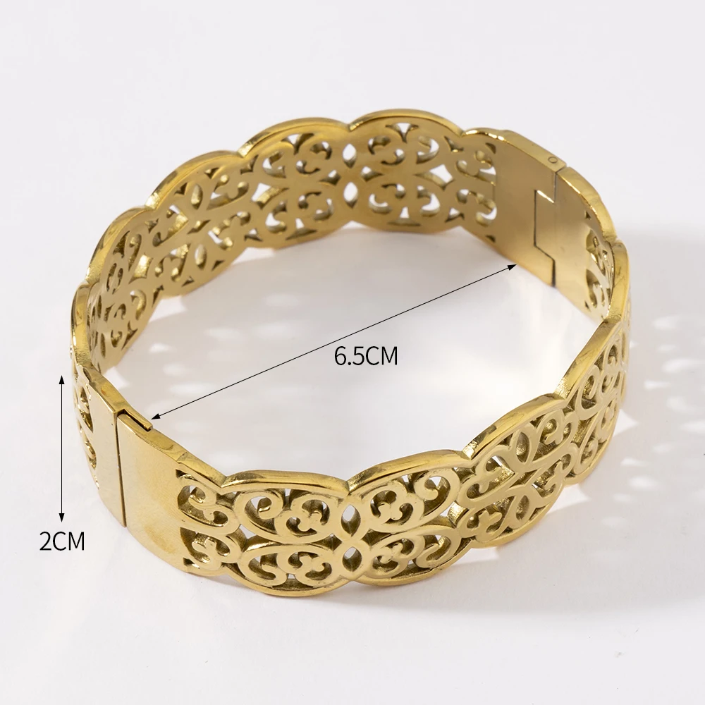 LUIZADA Vintage vergoldetes Armband für Frauen, Edelstahl, Luxus-Armreif für afrikanische Hochzeit, neue exquisite Braut, Verlobung – Detail 15