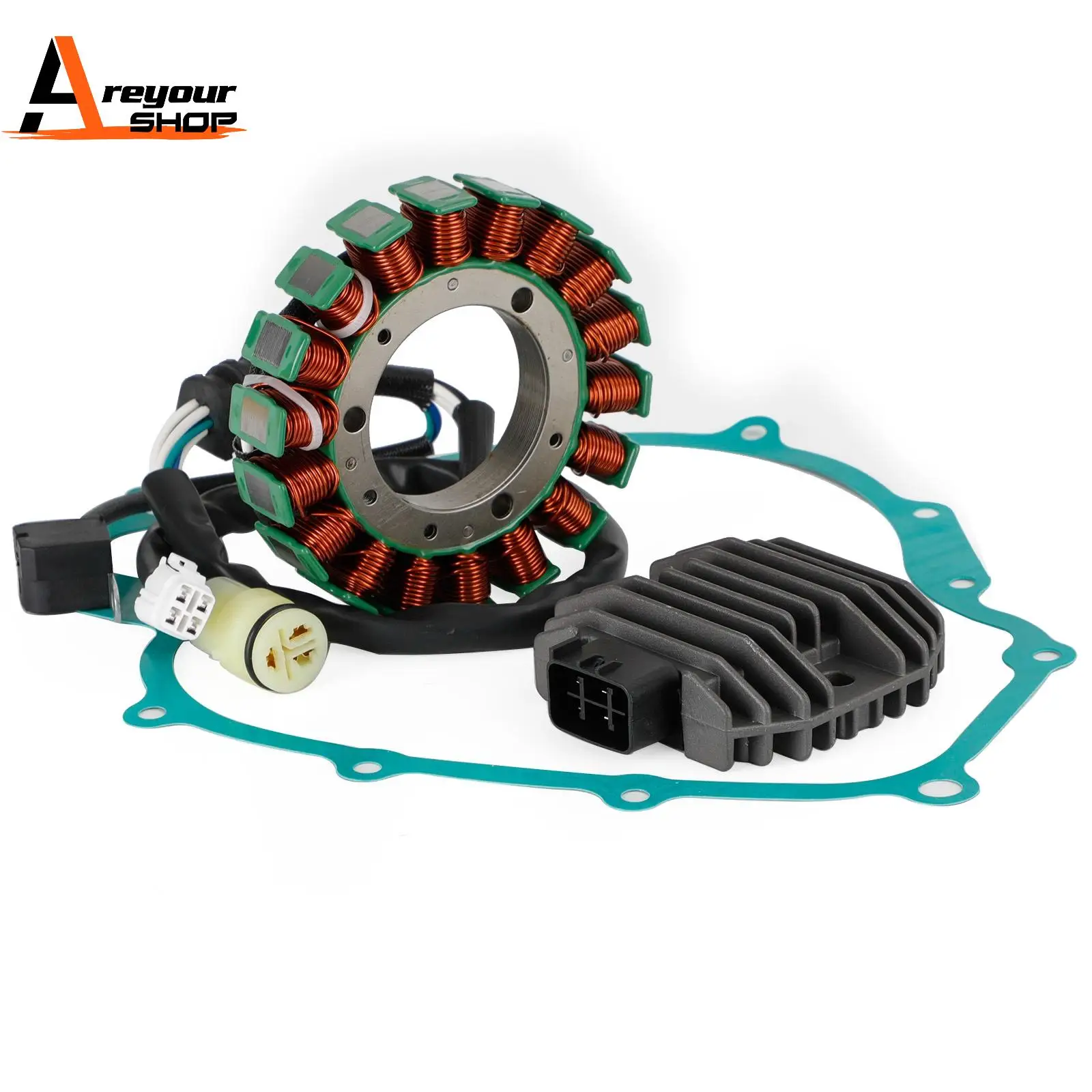 Magneto Stator+Voltage Rectifier+Gasket for Yamaha YFM660 Grizzly YXR660 Rhino