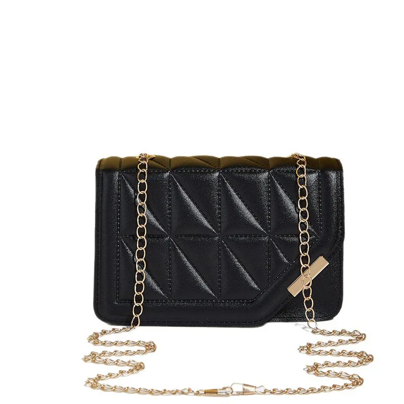 Women Rhombus Quilted Crossbody Bag Metal Chain Small Flap Shoulder Purse Solid PU Leather Fashion Ladies Party Evening Handbag