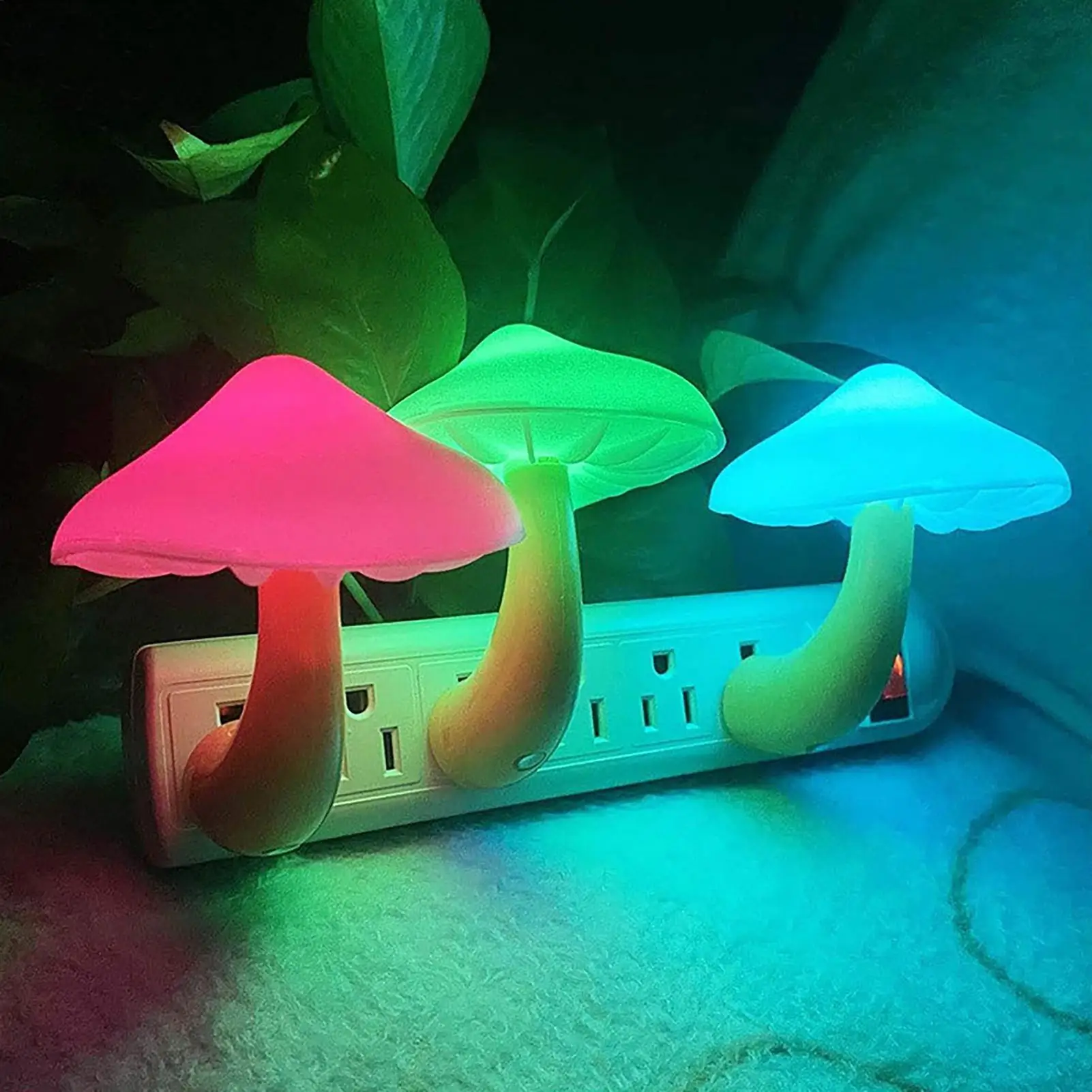 Sensor Mushroom Night Light with LED Warm WhiteGlow,US/EU Plug Wall Socket Bedside Lamp,Dimmable Home Decor for Bedroom Kids