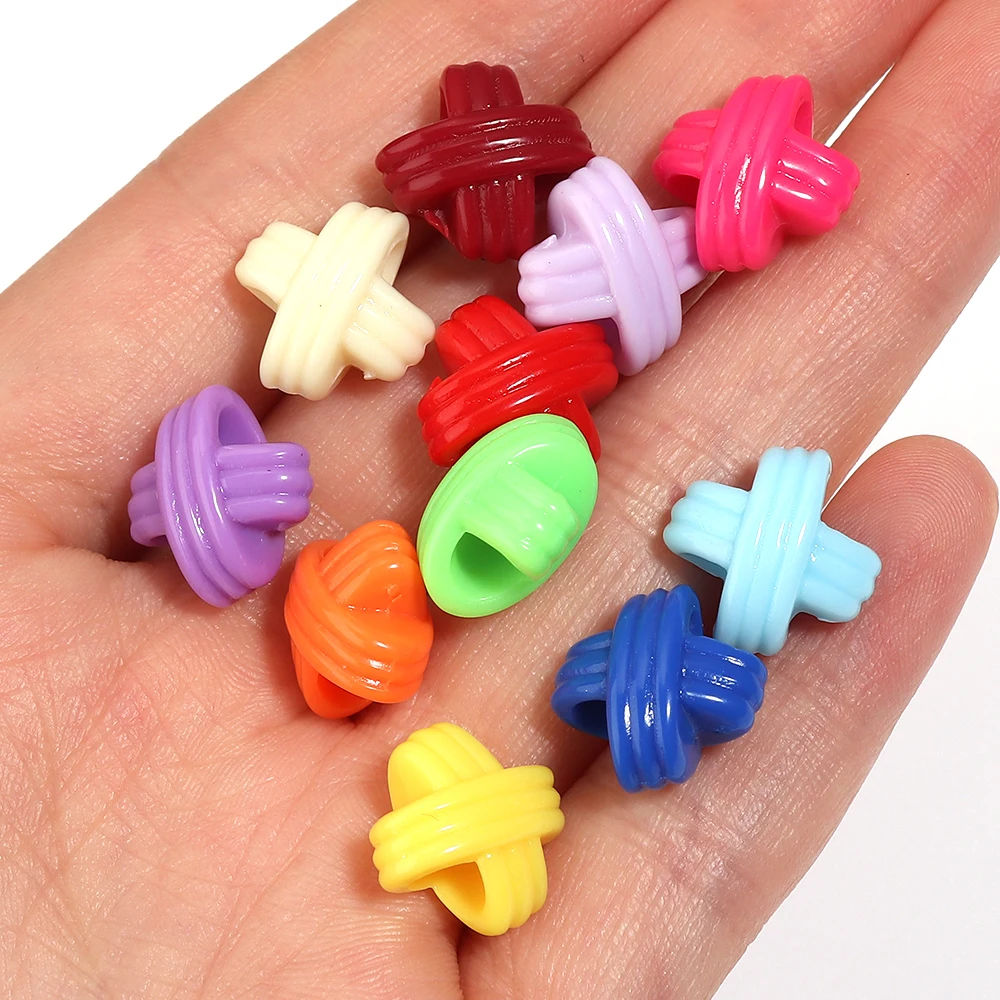 100 Stück/Lot Kreuzförmige Acrylperlen mit großem Loch, Kreuzmuster, lose Abstandsperlen für DIY-Armband, Schlüsselanhänger, Schmuckherstellung – Detail 2