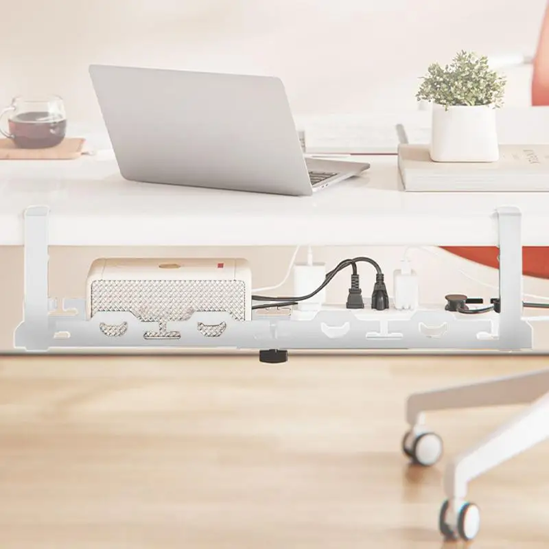 Desk Cable Management Tray Under Table Socket Hang Holder Power Strip Storage Rack For Offices Living Room Wire Cord Organizer