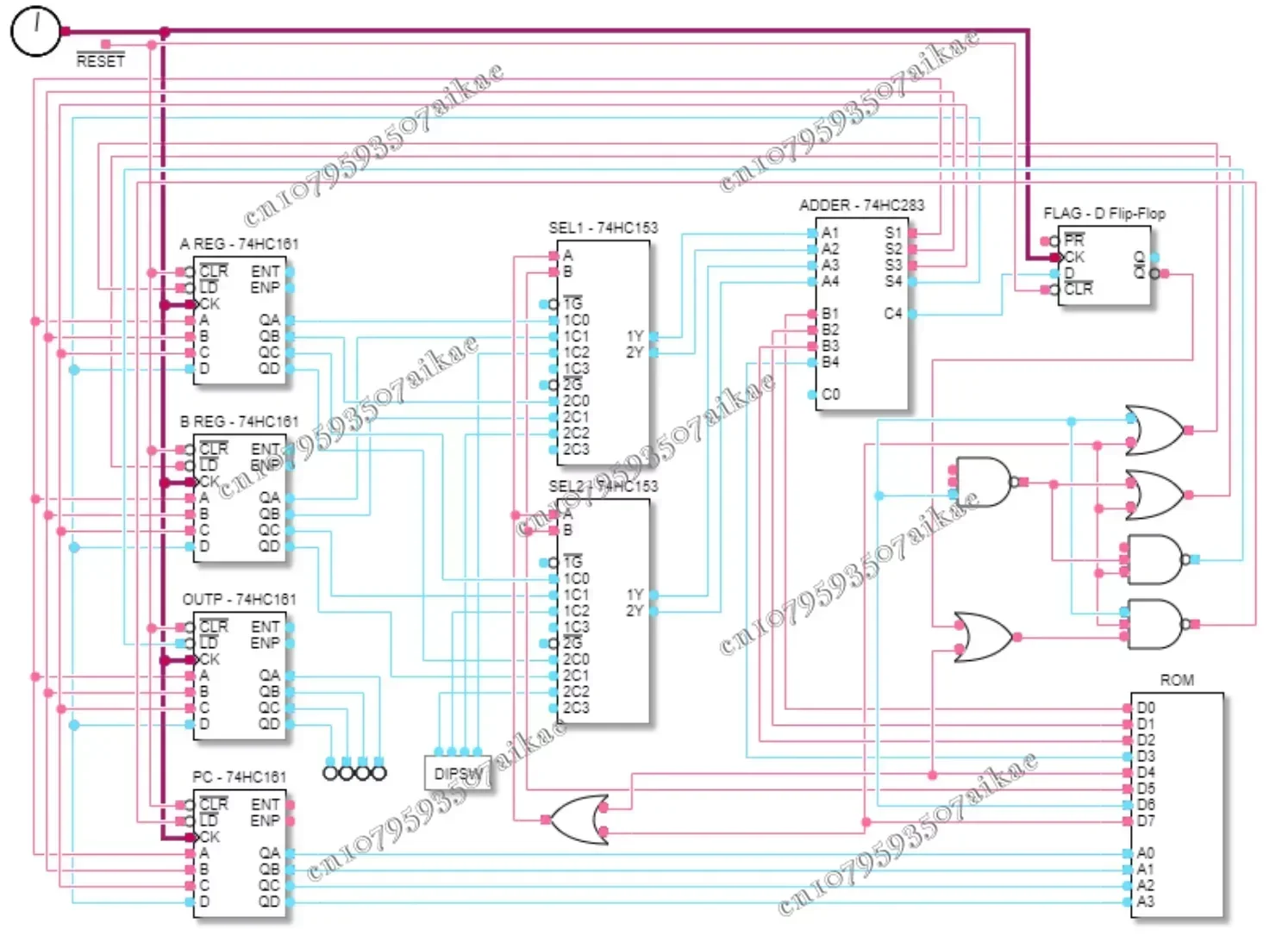 4Bit TD4 CPU Self-made Introduction 74 Series Chip Logic Circuit Design CPU Operating Principle Learning