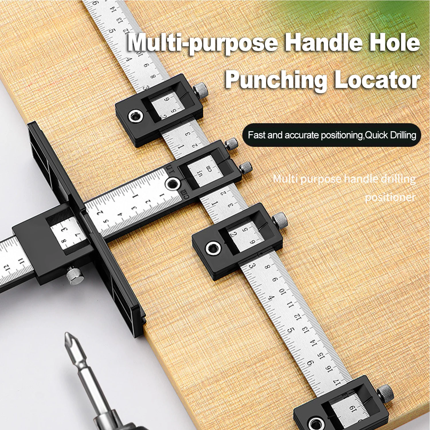 TINSOL Precision Woodworking Drill Guide Locator Jig Cabinet Handle Knob Template Positioning Alignment Center Hole Punch Tool