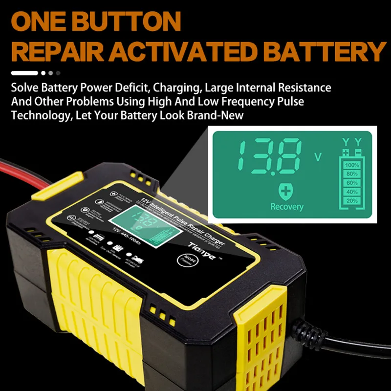 6A 12V Digital Car Battery Charger Fully Automatic Repair Charge For Car Motorcycle SUV Stea Battery Charger 12v Fully Automatic