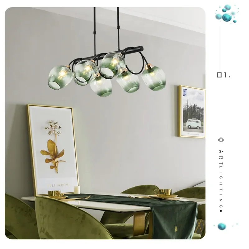 Glass Pendant Multi-color Nordic Style LED Chandelier Living Room Bedroom Kitchen Table  Strip Ceiling