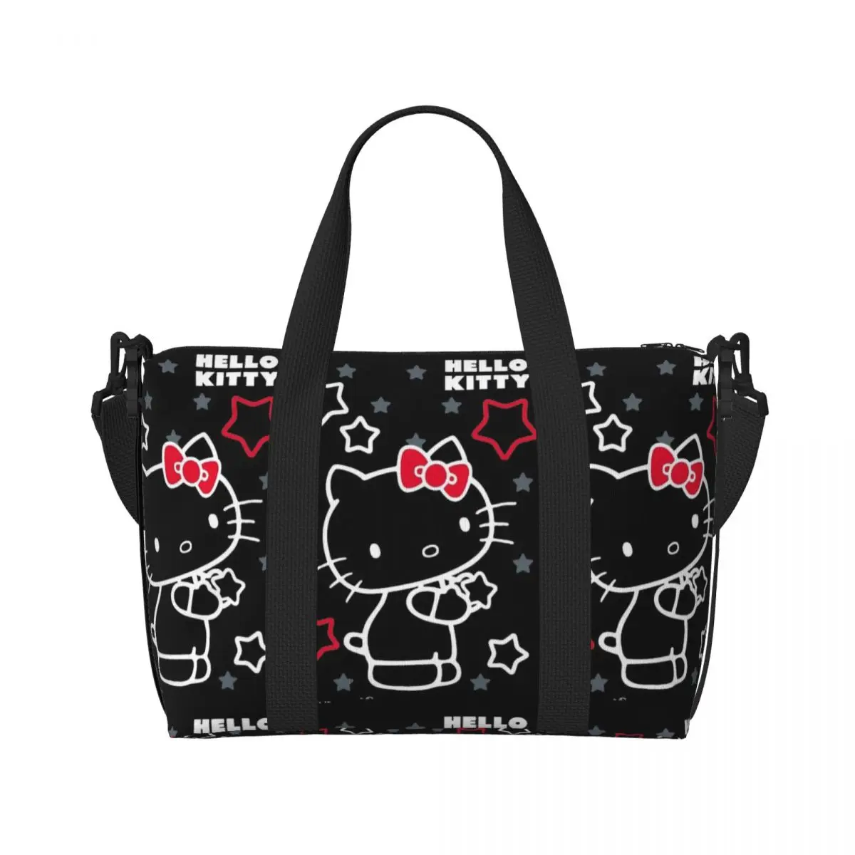 Custom Large Hello Kitty Tote Bag for Women Kitty White Shoulder Shopper Gym Beach Travel Bag