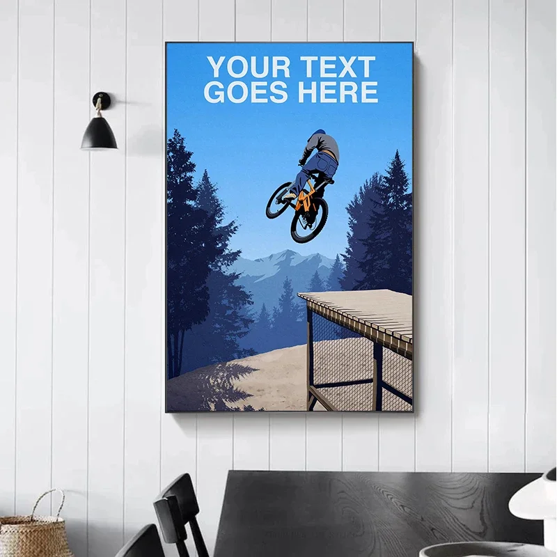 Retro High Mountain Biking Acrobatics Outdoor Mountain scenery Poster Canvas Painting Wall Art Pictures living room Home Decor