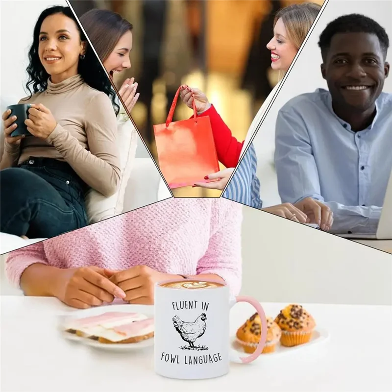 

ABTO- Кофейная чашка с куриным узором, кружка 11 унций, современные кофейные кружки для чая, молока, какао, большие кофейные кружки для дома