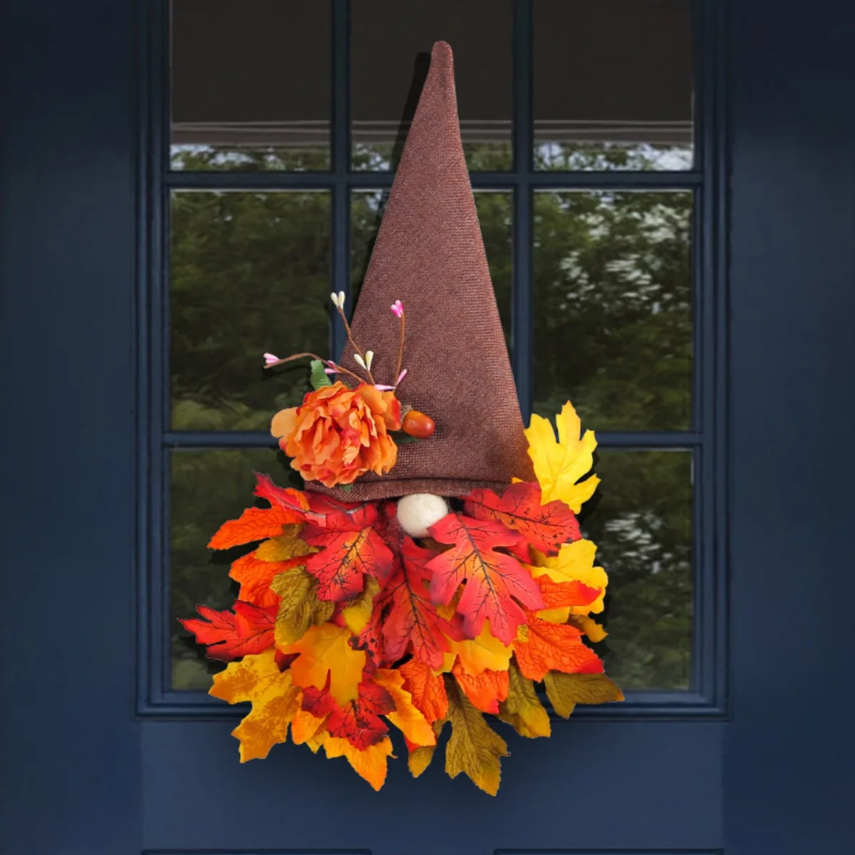 

2 Pack Fall Wreath 11.8X19.69Inch Artificial Autumn Front Door Wreaths with Gnome Flower Maple Leaves Harvest Handmade