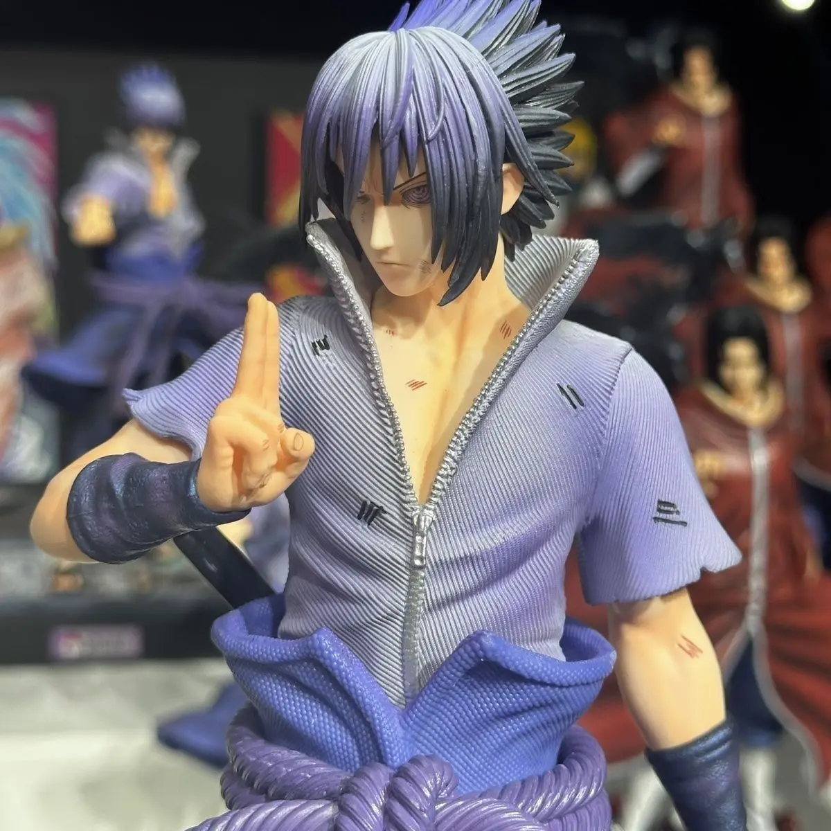 33cm Naruto Uchiha Sasuke Anime Figure GK Double Head Carving Collectible Decor Desktop Ornament Statue Model Toy Fans Gift - view 4