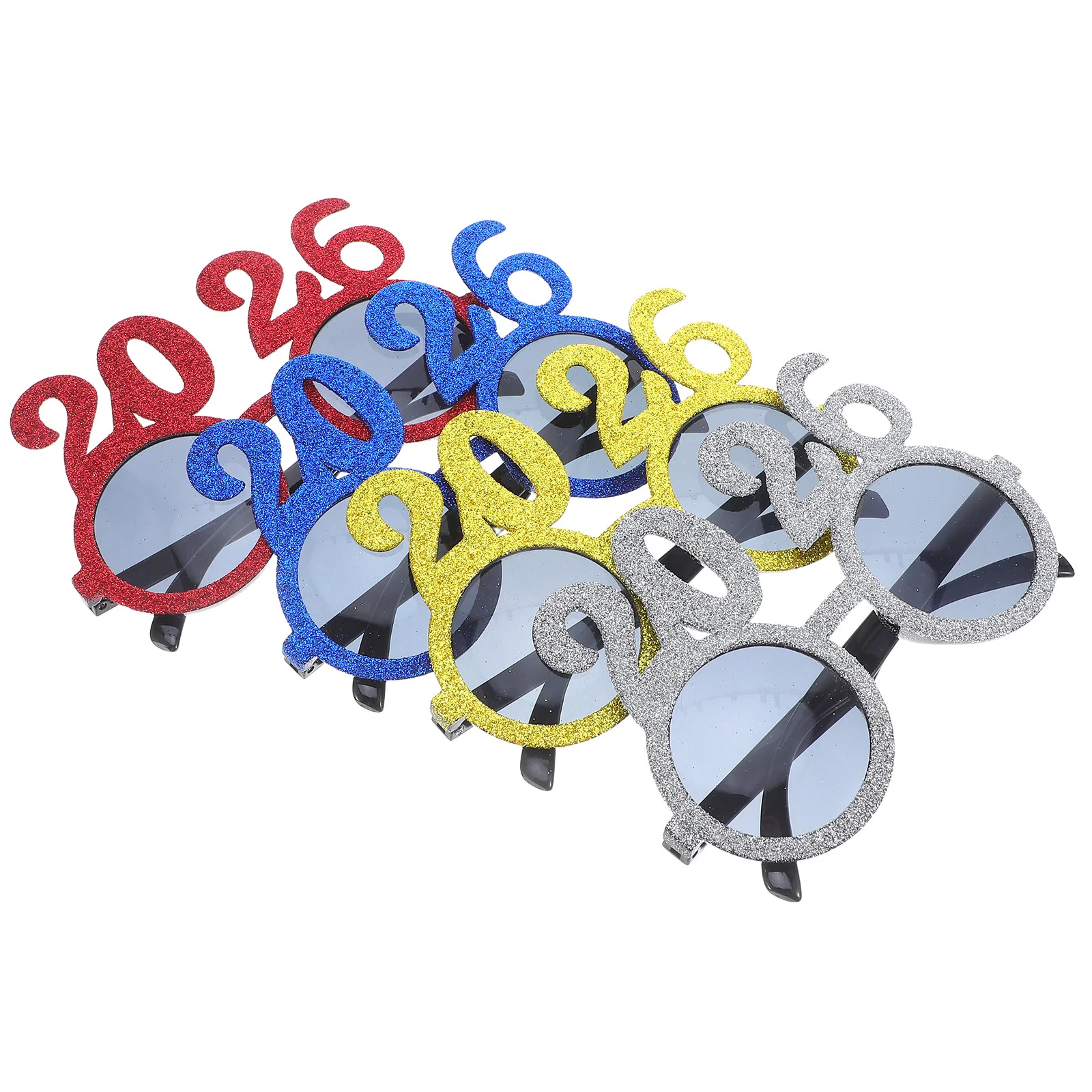 4 шт. Стеклянные очки с номером 2026 яркие цвета для новогодней вечеринки